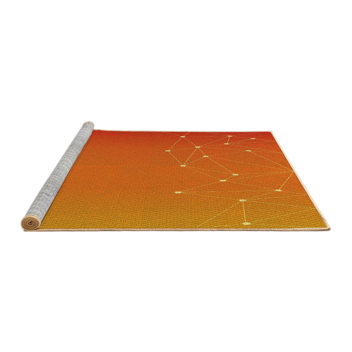 Sideview of Machine Washable Transitional Neon Orange Rug, wshpat481yw