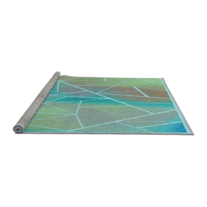 Sideview of Machine Washable Transitional Cadet Blue Green Rug, wshpat482lblu