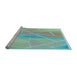 Sideview of Machine Washable Transitional Cadet Blue Green Rug, wshpat482lblu