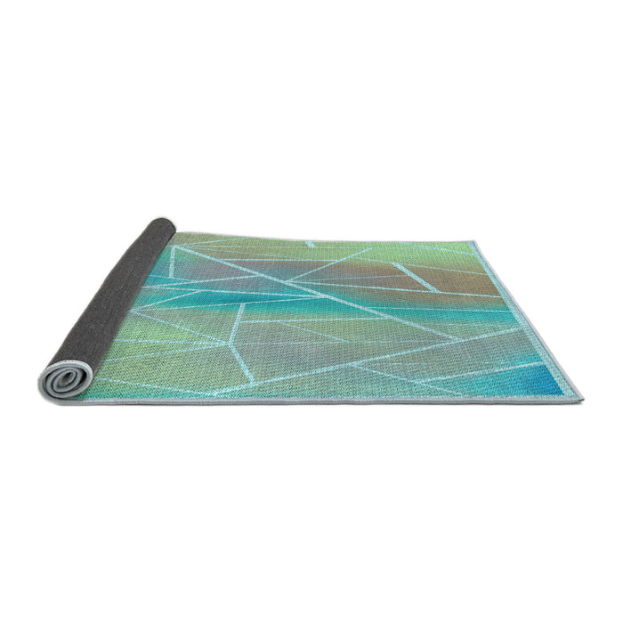 Thickness of Patterned Cadet Blue Green Rug, pat482lblu
