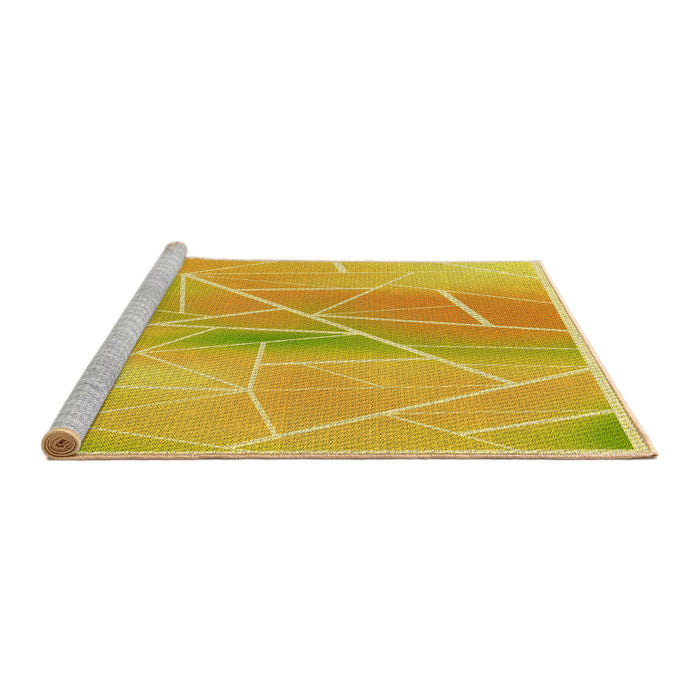 Sideview of Machine Washable Transitional Yellow Rug, wshpat482yw