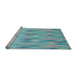 Sideview of Machine Washable Transitional Koi Blue Rug, wshpat483lblu