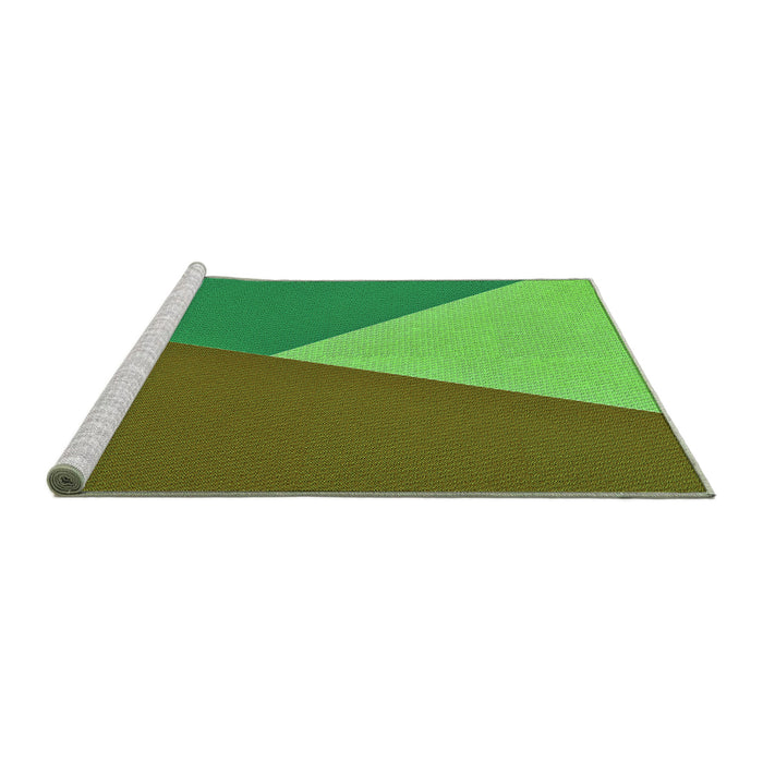 Sideview of Machine Washable Transitional Olive Green Rug, wshpat484grn