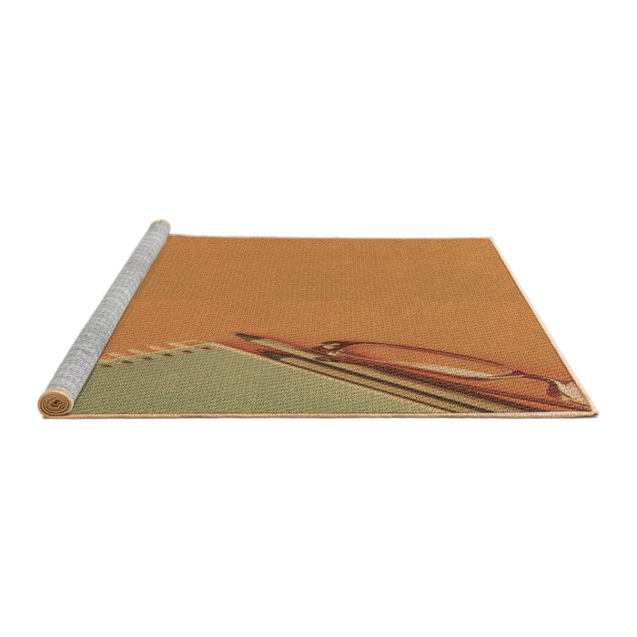 Sideview of Machine Washable Transitional Orange Rug, wshpat486brn