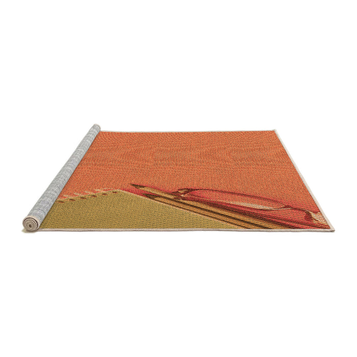 Sideview of Machine Washable Transitional Neon Orange Rug, wshpat486org