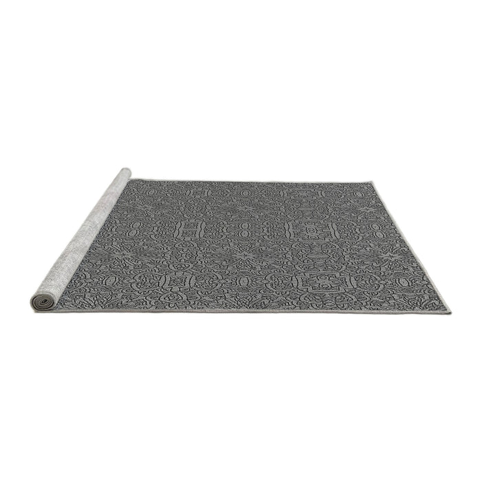 Sideview of Machine Washable Transitional Dark Gray Rug, wshpat489gry