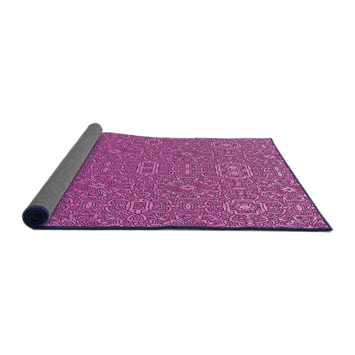 Thickness of Patterned Medium Violet Red Pink Rug, pat489pur