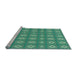 Sideview of Machine Washable Transitional Turquoise Green Rug, wshpat490lblu