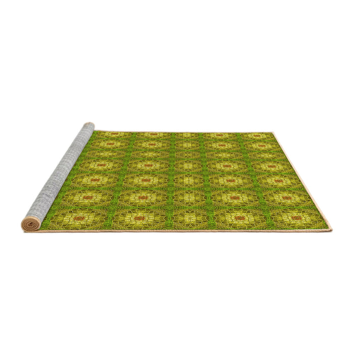 Sideview of Machine Washable Transitional Olive Green Rug, wshpat490yw