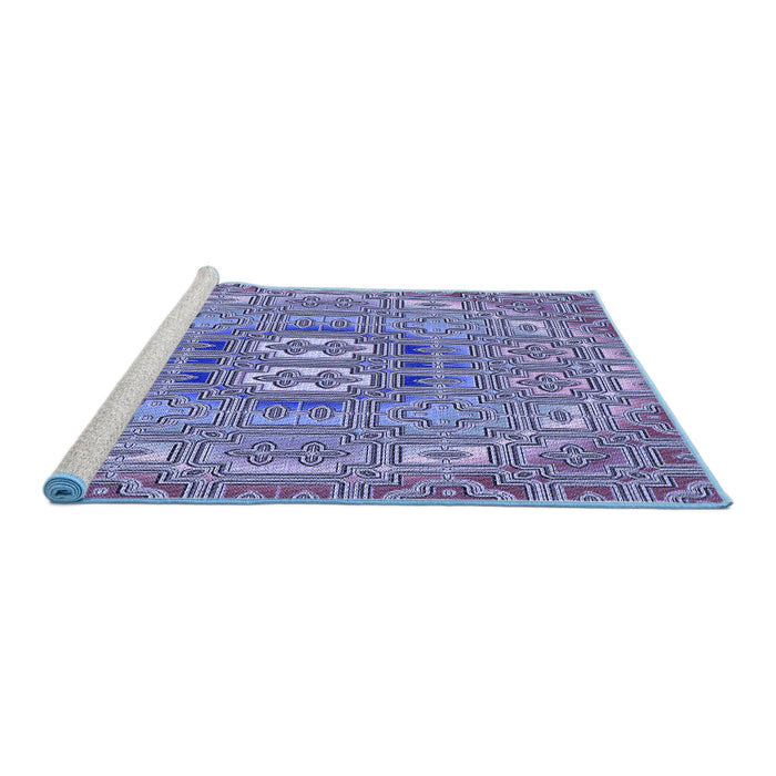 Sideview of Machine Washable Transitional Deep Periwinkle Purple Rug, wshpat491blu