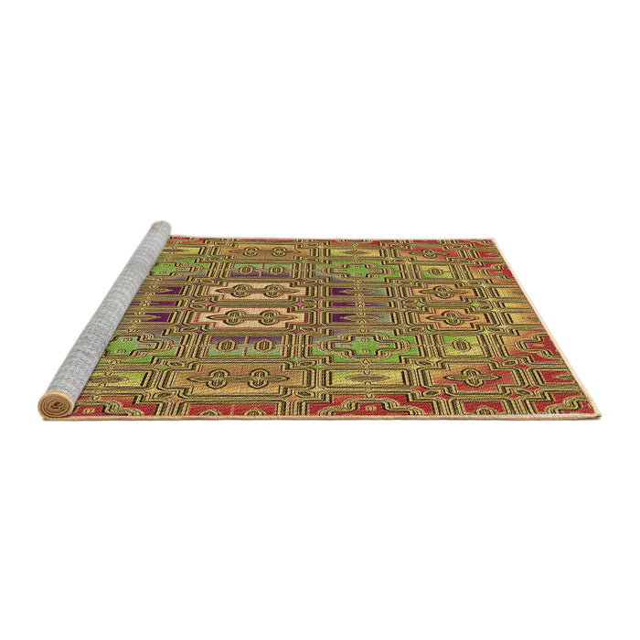 Sideview of Machine Washable Transitional Yellow Rug, wshpat491brn