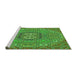 Sideview of Machine Washable Transitional Green Rug, wshpat491grn