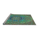 Sideview of Machine Washable Transitional Green Rug, wshpat491lblu