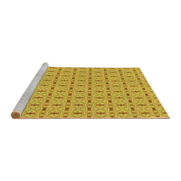 Sideview of Machine Washable Transitional Yellow Rug, wshpat492yw