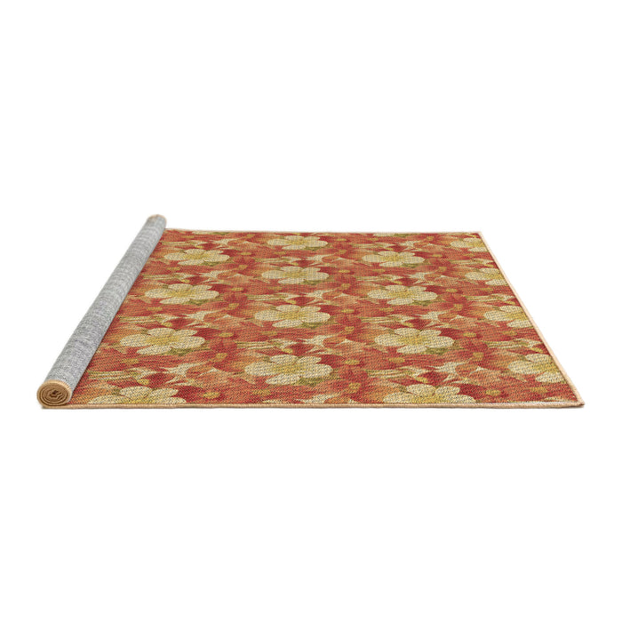 Sideview of Machine Washable Transitional Orange Rug, wshpat493brn
