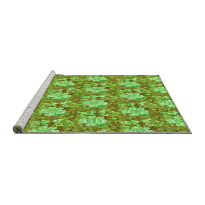 Sideview of Machine Washable Transitional Emerald Green Rug, wshpat493grn