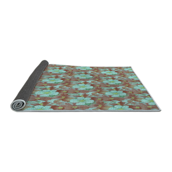Thickness of Patterned Blue Green Rug, pat493lblu