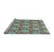 Sideview of Machine Washable Transitional Blue Green Rug, wshpat493lblu
