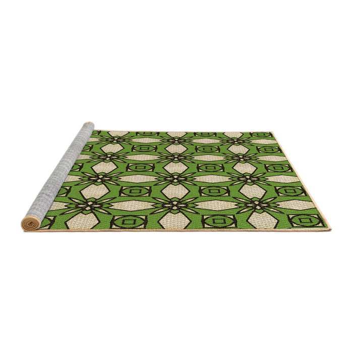 Sideview of Machine Washable Transitional Army Green Rug, wshpat495brn