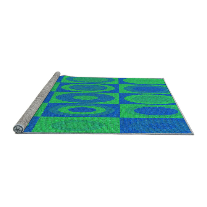 Sideview of Machine Washable Transitional Blue Rug, wshpat497lblu