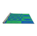 Sideview of Machine Washable Transitional Blue Rug, wshpat497lblu