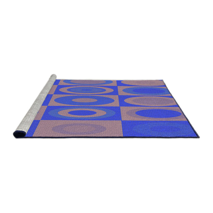Sideview of Machine Washable Transitional Blue Rug, wshpat497pur