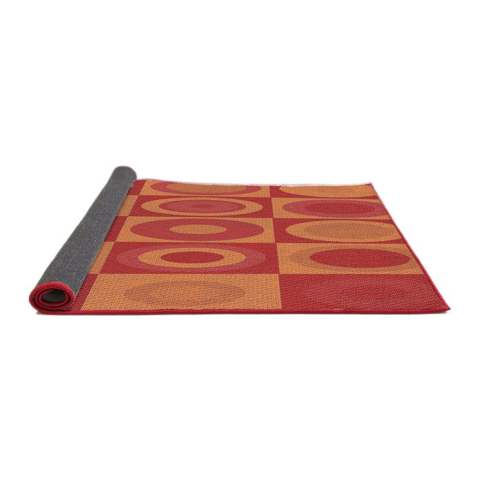 Thickness of Patterned Bright Orange Rug, pat497rd