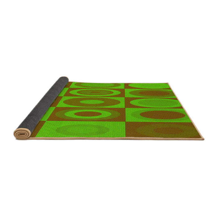 Thickness of Patterned Dark Yellow Green Rug, pat497yw