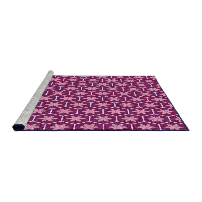Sideview of Machine Washable Transitional Raspberry Red Rug, wshpat499pur