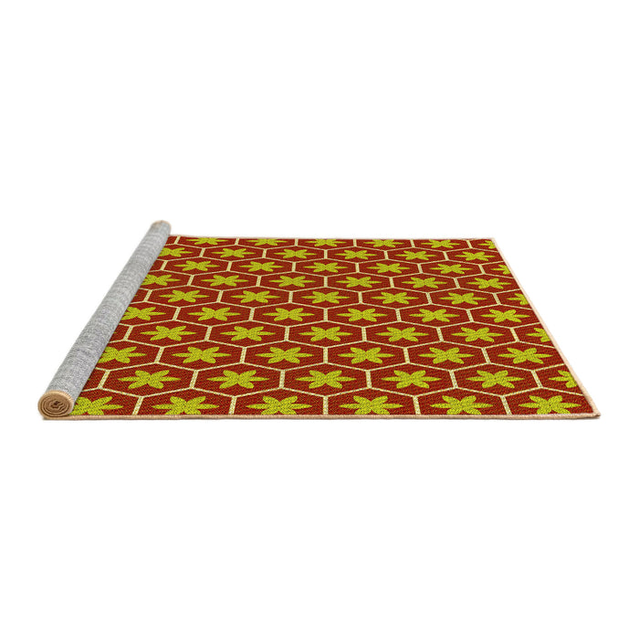 Sideview of Machine Washable Transitional Yellow Rug, wshpat499yw