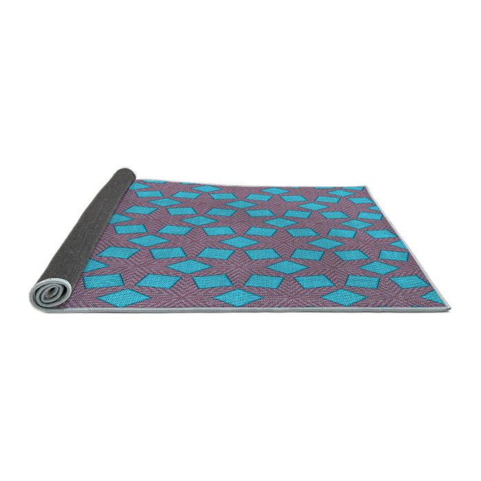 Thickness of Patterned Bright Turquoise Blue Rug, pat500lblu