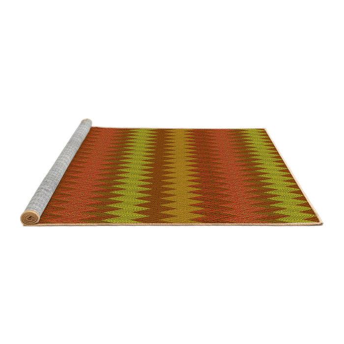 Sideview of Machine Washable Transitional Caramel Brown Rug, wshpat502yw