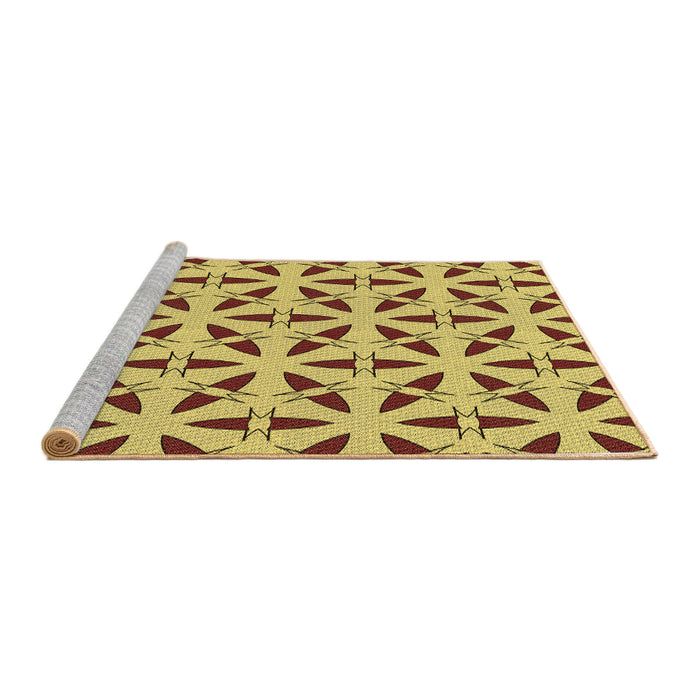 Sideview of Machine Washable Transitional Yellow Rug, wshpat504brn