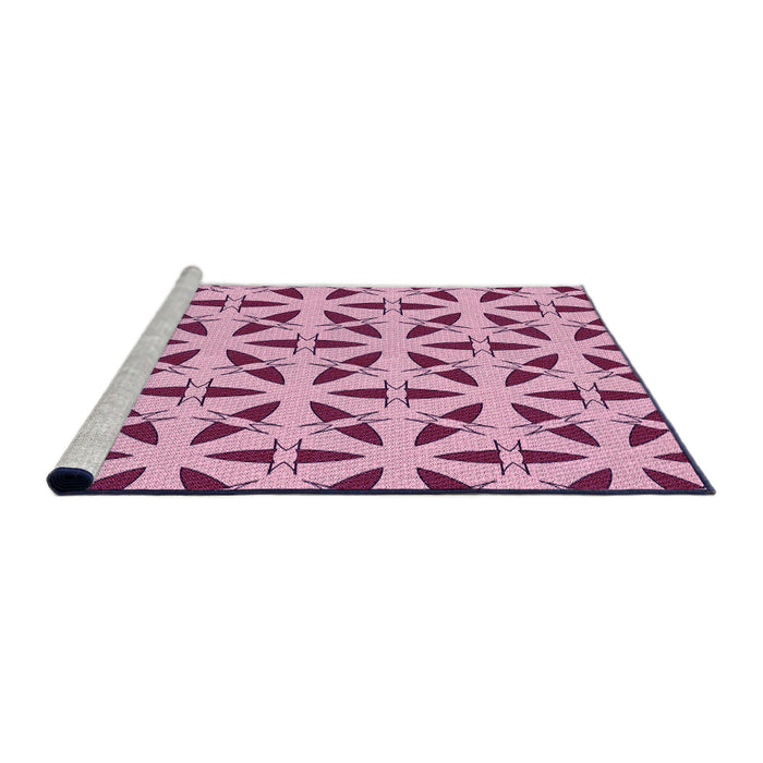 Sideview of Machine Washable Transitional Pastel Purple Pink Rug, wshpat504pur