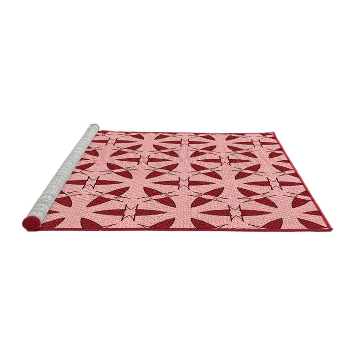 Sideview of Machine Washable Transitional Red Rug, wshpat504rd