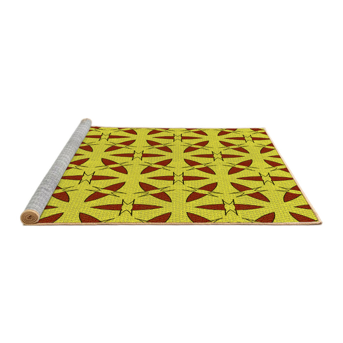 Sideview of Machine Washable Transitional Yellow Rug, wshpat504yw