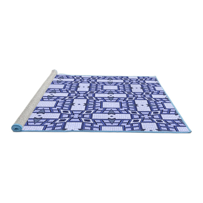 Sideview of Machine Washable Transitional Sapphire Blue Rug, wshpat505blu