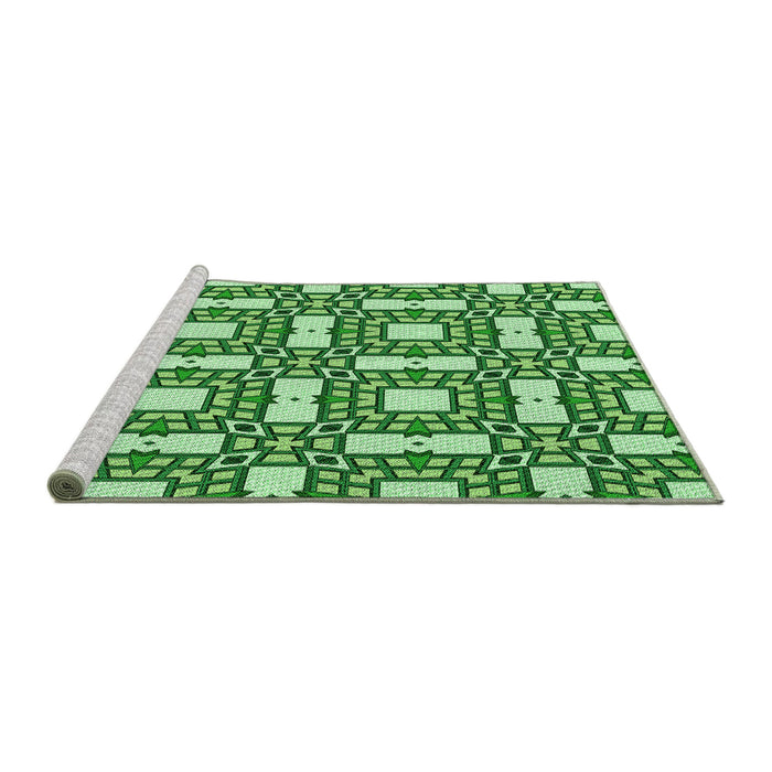 Sideview of Machine Washable Transitional Forest Green Rug, wshpat505grn