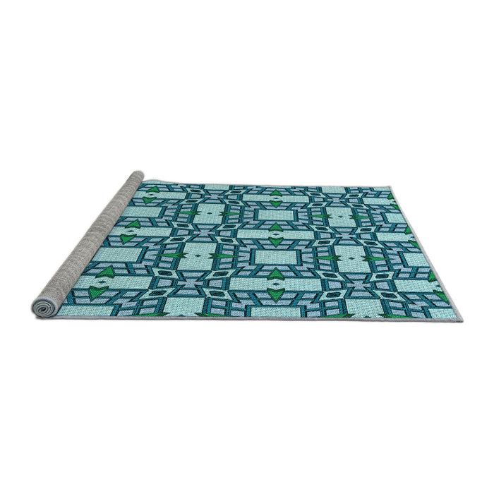 Sideview of Machine Washable Transitional Teal Green Rug, wshpat505lblu