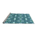 Sideview of Machine Washable Transitional Teal Green Rug, wshpat505lblu