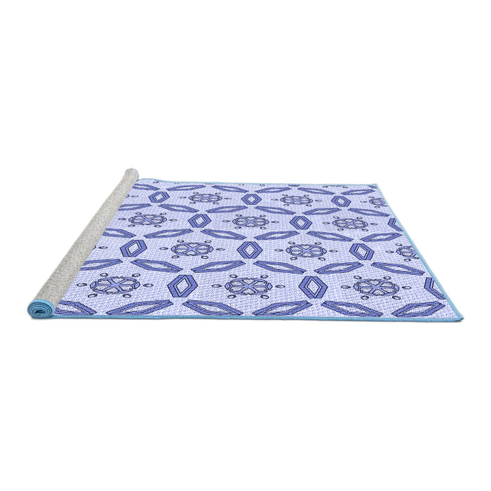 Sideview of Machine Washable Transitional Lavender Blue Rug, wshpat506blu