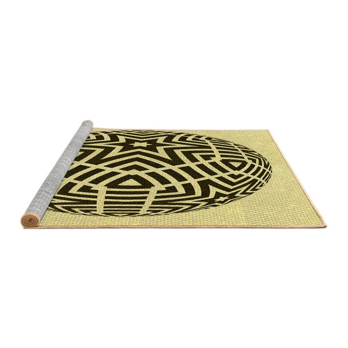 Sideview of Machine Washable Transitional Mustard Yellow Rug, wshpat507yw