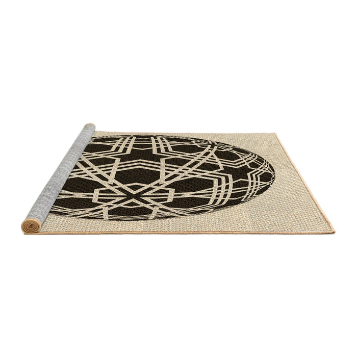 Sideview of Machine Washable Transitional Vanilla Gold Rug, wshpat508brn