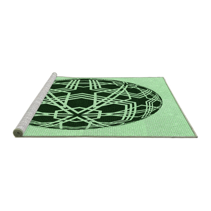 Sideview of Machine Washable Transitional Medium Forest Green Rug, wshpat508grn