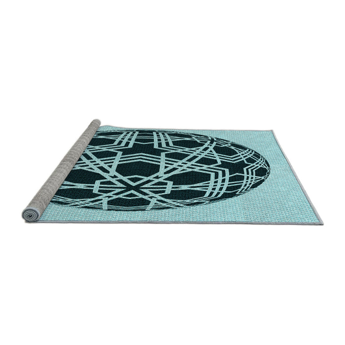 Sideview of Machine Washable Transitional Blue Rug, wshpat508lblu