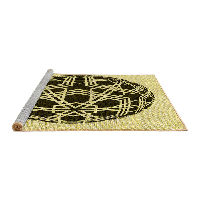 Sideview of Machine Washable Transitional Mustard Yellow Rug, wshpat508yw