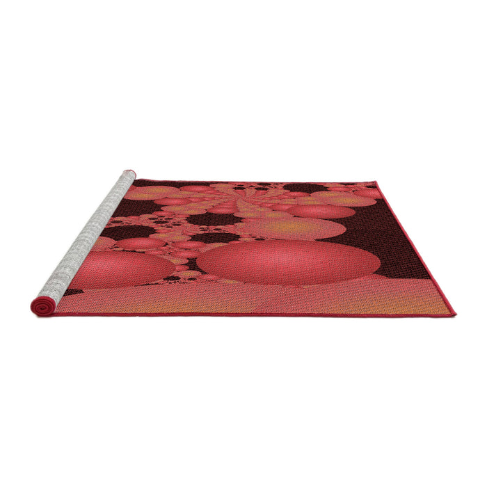 Sideview of Machine Washable Transitional Cranberry Red Rug, wshpat509rd