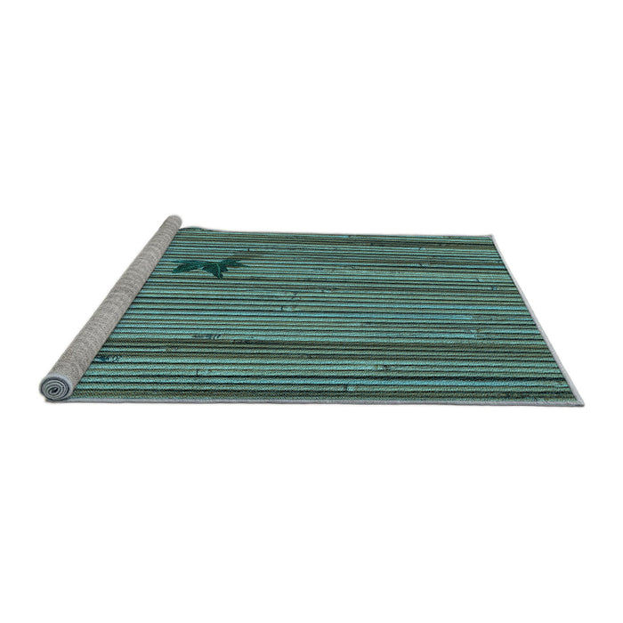 Sideview of Machine Washable Transitional Medium Turquoise Green Rug, wshpat510lblu