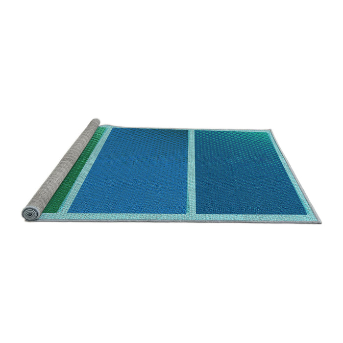 Sideview of Machine Washable Transitional Blue Rug, wshpat512lblu