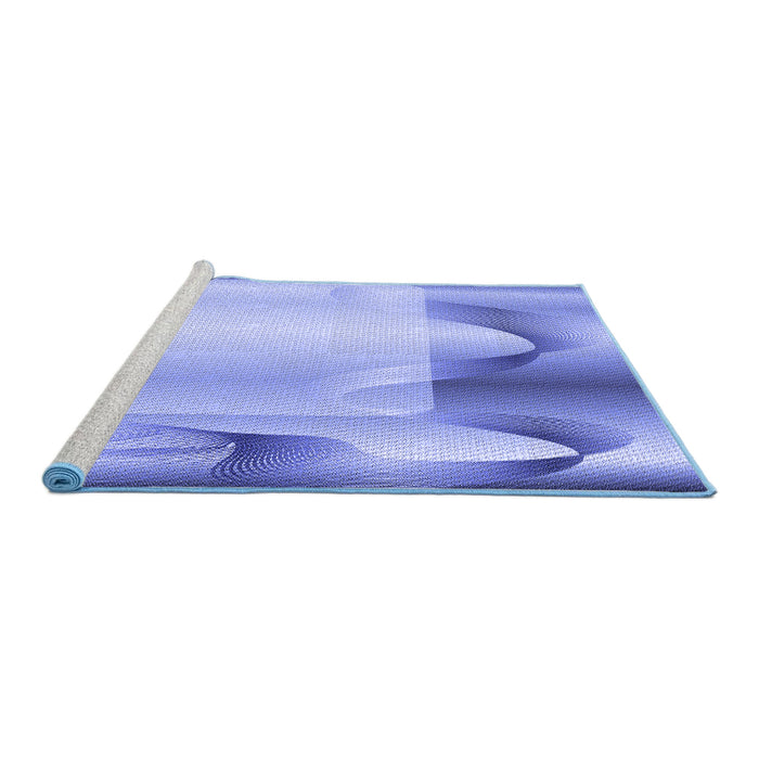 Sideview of Machine Washable Transitional Jeans Blue Rug, wshpat513blu